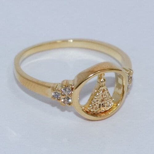 ANEL NOSSA SENHORA OVAL C/ ZIRCONIA NA LATERAL