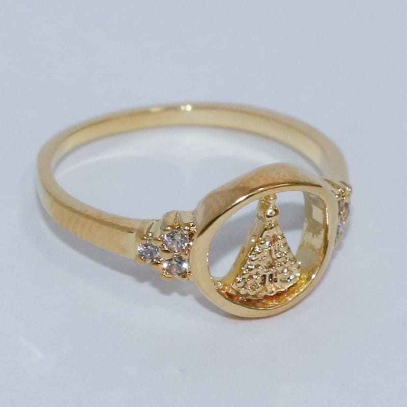 ANEL NOSSA SENHORA OVAL C/ ZIRCONIA NA LATERAL