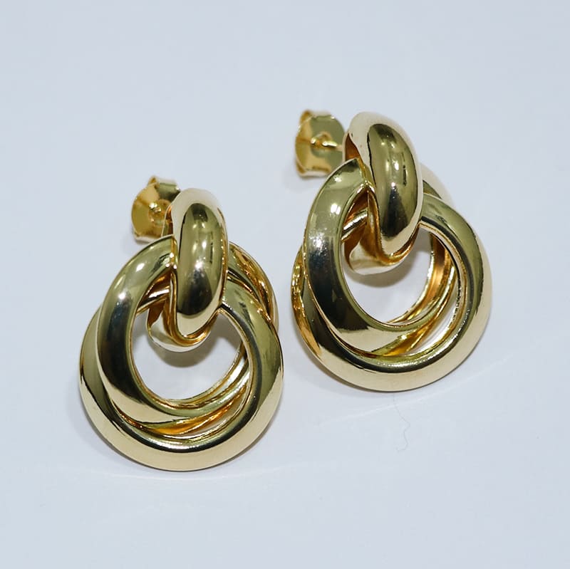 BRINCO NÓ ARGOLA DUPLA ACHATADA LINHA LUXO