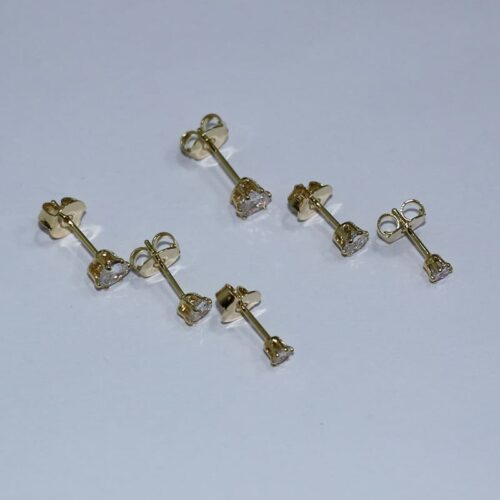 BRINCO TRIO FIXO CORAÇÃO ZIRCÔNIA (4MM,  5MM E 7MM)