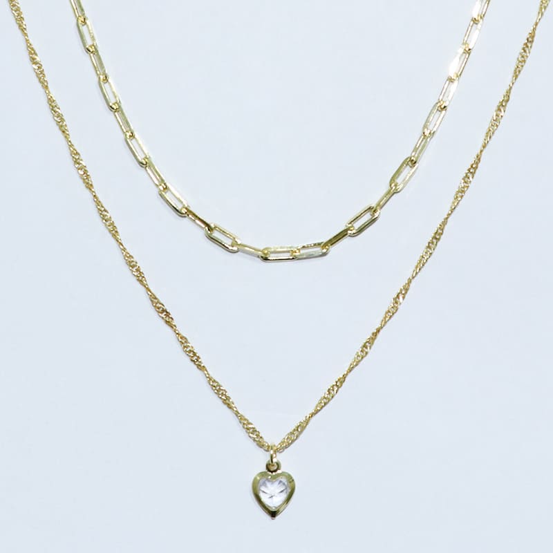 CONJUNTO CHOKER 2 PEÇAS COM PINGENTE DE CORAÇÃO 40CM