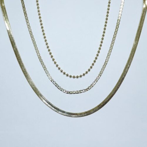 CONJUNTO CHOKER 3 PEÇAS BOLINHA 30+10CM DE EXTENSOR