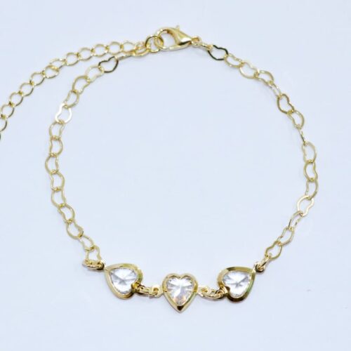 PULSEIRA CORRENTE CORAÇÃO COM 3 ZIRCONIAS