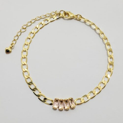 PULSEIRA COM ZIRCONIAS PEDRA BRANCA FEMININA