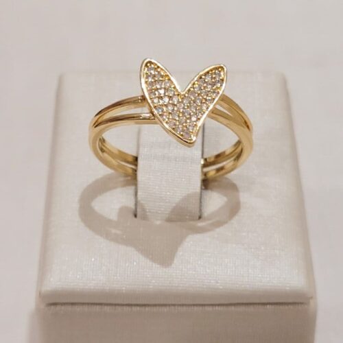 ANEL CORAÇÃO TORTO CRAVEJADO