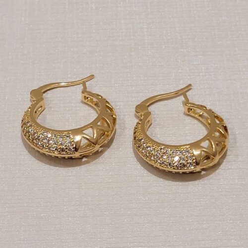 BRINCO ARGOLA PINO C/ TRAVA ZIRCÔNIAS (24MM)