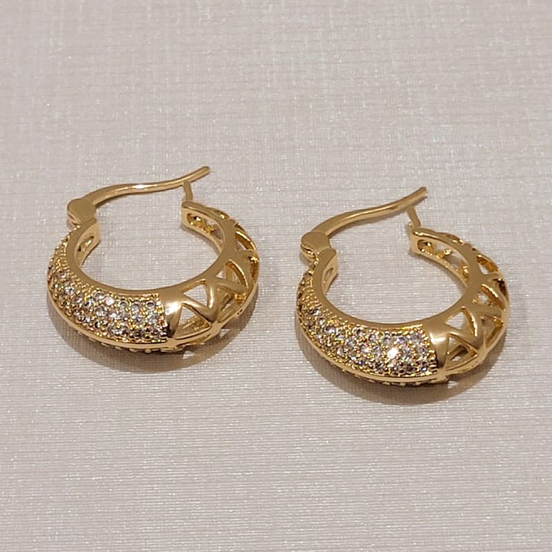 BRINCO ARGOLA PINO C/ TRAVA ZIRCÔNIAS (24MM)