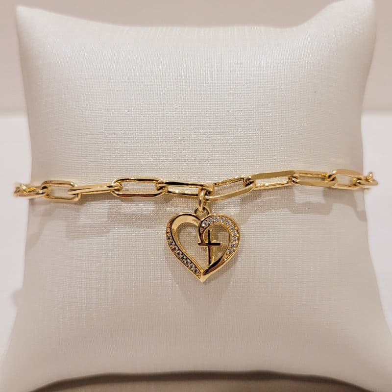PULSEIRA CORRENTE PG CORAÇÃO COM ZIRCÔNIAS