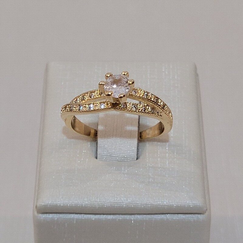 ANEL SOLITÁRIO AROS ENTRELAÇADOS C/ ZIRCÔNIAS