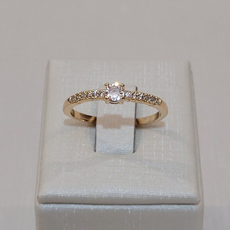 ANEL SOLITÁRIO C/ 13 ZIRCÔNIAS