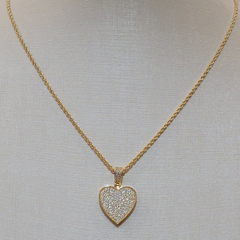 GARGANTILHA CORDÃO BAIANO + PING. CORAÇÃO CRAVEJADO 45CM